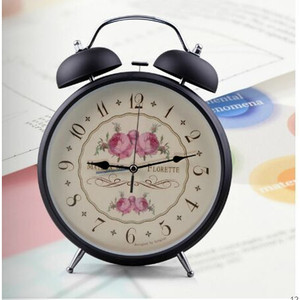 Retro European Country Style Alarm Clock 8 Inch Metal Silent Bedside Clock For Student Desk Use - Product Image 1
