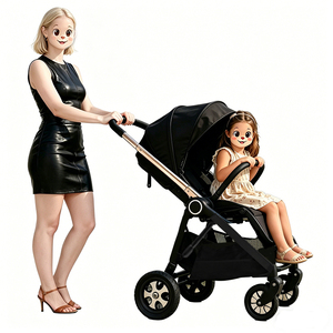 <span class=keywords><strong>Poussette</strong></span> Bébé Luxe 4-en-1 de Haute Qualité, Landau Multifonctionnel pour Voyage, Adapté aux Enfants jusqu'à 3 Ans, Système de Sécurité Cinq Points - Product Image 1