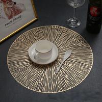 Sets de Table en Vinyle PVC Ajoué Or Métallisé, Décoration de Table pour Fêtes, Mariages et Réceptions, Sous-Assiettes