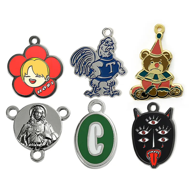 Wholesale Soft Hard Enamel Charms Jewelry Gold Silver Cute Metal Charm Pendants 3D Lovely Cartoon Animals Pendants for Necklace