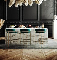 Tabouret de bar moderne en velours et métal – Robuste pour la maison, le bar, le salon, l'hôtel et les centres commerciaux