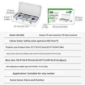Estufa de <span class=keywords><strong>Gas</strong></span> Portátil de 2 Quemadores con Tapa, Esmaltada en Blanco, Cocina de <span class=keywords><strong>Gas</strong></span> LPG, Quemador de <span class=keywords><strong>Gas</strong></span> de Mesa para Camping y Cocina Casera - Product Image 4