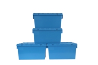 Caisses en plastique pour entrepôt frigorifique, conteneur de stockage en plastique de 12 gallons, KeepBox avec couvercle articulé, bac de stockage industriel