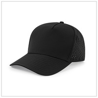 Casquette de baseball 5 panneaux en polyester blanc personnalisée de haute qualité, imperméable, avec perforations découpées au laser en forme de feuille, pour papa, sport, plage