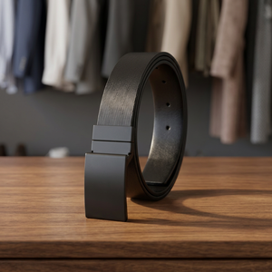Nuevo Cinturón de Hombre de Cuero Vacuno Negro Marrón Casual con Hebilla de Aleación de Cierre Automático, Duradero e Impermeable - Product Image 3