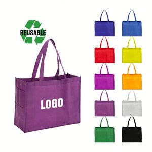 Bolsas de tela no tejida ecológicas con asa para el hombro, impresas con serigrafía, para compras en supermercados y promociones corporativas - Product Image 1