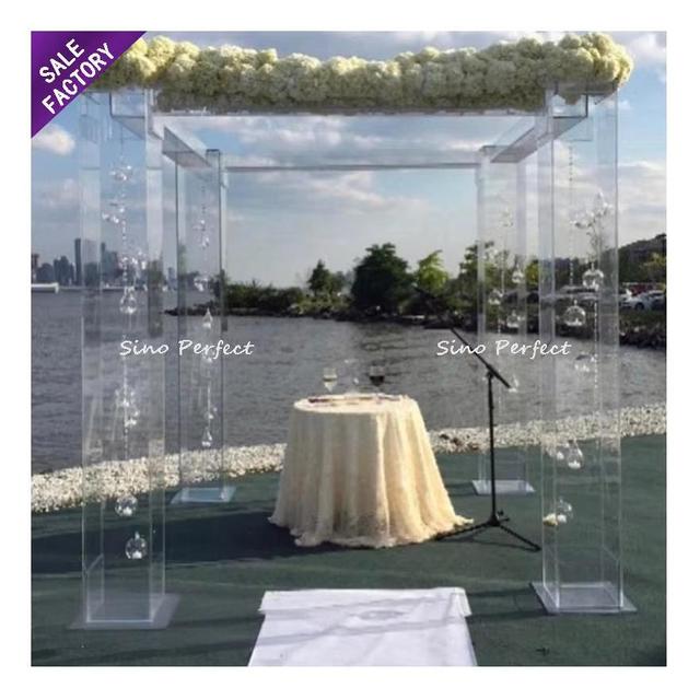 Good Quality Event Banquet Party Decoration Rectangle Transparent Clear Acrylic Wedding Stage Backdrop