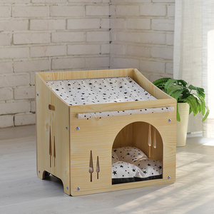 Prix de gros de haute qualité maison pour chat en bois maison pour chat lit pour animaux de compagnie lit pour chat lit pour animaux de compagnie maison intérieure - Product Image 2