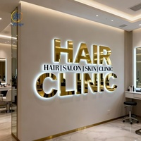 Enseigne lumineuse LED murale pour salon de beauté, design gratuit, lettres en métal doré rétroéclairées 3D, logo personnalisé, enseigne LED pour entreprise, intérieur/extérieur