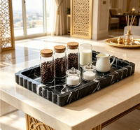 Plateau en marbre naturel cannelé sculpté à la main, plateau de rangement décoratif en pierre massif pour salle de bain, table basse, commode à bijoux