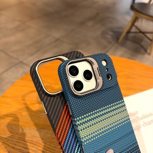 Étui de téléphone magnétique de luxe en fibre de carbone pour iPhone 18 13 14 15 16 17 Pro Max avec support d'objectif dissimulé et coque de protection - Product Image 4