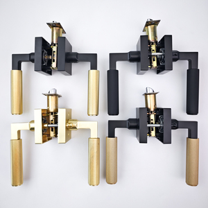 יוקרה אמריקאית קלאסית זהב, ידית ידית מנעול עץ ידיות דלת עץ מטפל ידיות דלת פנים מתכתי - Product Image 3