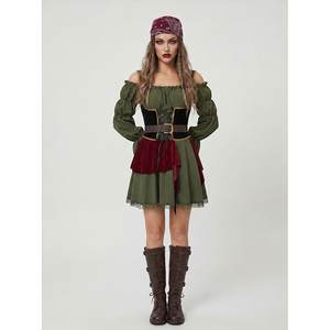<span class=keywords><strong>Costume</strong></span> <span class=keywords><strong>da</strong></span> <span class=keywords><strong>Pirata</strong></span> per <span class=keywords><strong>Donna</strong></span>, Abito con Spalle Scoperte e Maniche a Sbuffo, con Cintura a Corsetto, Outfit per Cosplay Medievale e Halloween - Product Image 2