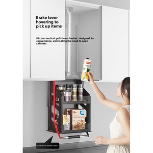 Modern Chrome Kitchen <strong>Cabinet</strong> <strong>Pantry</strong> Storage Basket with Manual Operation Lifter Eco-Friendly Multi-Function Design in <strong>Cabinets</strong> - Product Image 6