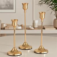 Ensemble de 3 bougeoirs en fer argenté, noir, or et bronze, style rétro minimaliste, pour Noël, Pâques, mariage, banquet, dîner, fête