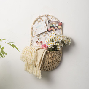 Panier à fleurs suspendu en osier tressé fait à la main, support de rangement rond pour la maison, décoration de jardinage, ornement décoratif - Product Image 3