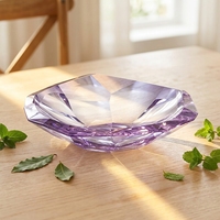 Luxe kristallen glazen fruitschaal met geometrisch patroon voor restaurant, banket, huisdecoratie - niet in de wasmachine doen