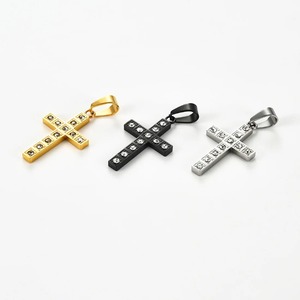 Collier pendentif croix religieuse en acier inoxydable avec strass brillants pour hommes et femmes, chaîne ras-du-cou, breloques, cadeaux de bijoux DIY - Product Image 5