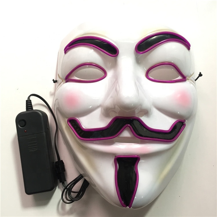 Más terroristas miedo estilo fiesta LED de neón El cable Vendetta máscara de Halloween