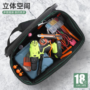 Bolsa de herramientas verde con 10-14 bolsillos, cierre de cremallera, resistente al agua, multifuncional, para almacenamiento de herramientas de carpintería - Product Image 2