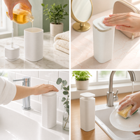 Bouteille de lotion carrée en plastique de 400 ml, couleur noir et blanc, vide, rechargeable, distributeur pour savon pour les mains, lotion pour le corps
