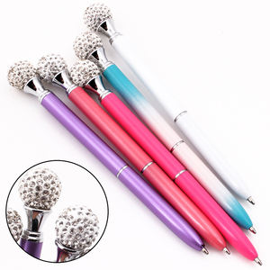 Bolígrafo de punta redonda con diseño de bola de discoteca, micro pavé de diamantes de imitación, cristal, novedoso, para oficina, regalo. - Product Image 3