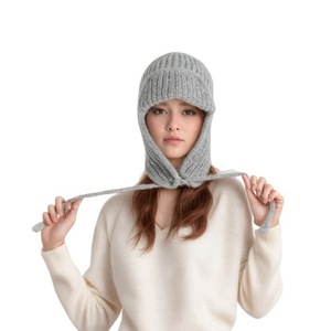 Nouvelle mode hiver tricoté trappeur chapeau pour femmes et hommes Plaid <span class=keywords><strong>russe</strong></span> Bomber Beanie avec oreillette Crochet <span class=keywords><strong>Bonnet</strong></span> - Product Image 4
