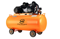 Compresseur à piston à entraînement par courroie 3HP Pompe à air industrielle portable alimentée par courant alternatif 220V 100L Réservoir refroidi par air