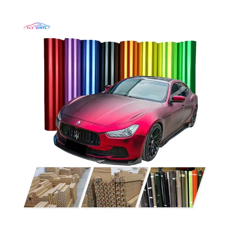 1.52*18m/roll Preço de Fábrica pet auto Cromo Vinil Wraps cor mudando ppf pintura proteção filme carro Estrutura Vinil Wrap