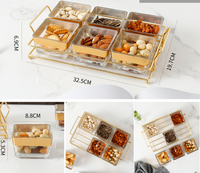 6-Grid Glas Snack Kom Set Glas Snoep Kommen Schotel Fruitschaal Glas Sous Plat Voor Party Wedding