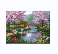 Nouveau aller sur le marché par des kits de point de croix décoration de peinture exquise sur tissu beaux kits de point de croix de paysage