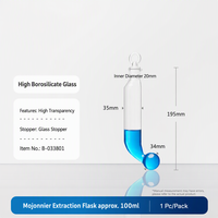 Flacons d'extraction Mojonnier stériles en verre borosilicaté 3.3 de 100 ml avec bouchon en liège pour l'extraction de la graisse laitière et support réglable