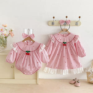 2025 otoño <span class=keywords><strong>Super</strong></span> lindo bebé mamelucos manga larga ropa infantil encaje niñas nuevo dulce princesa vestido hermana trajes - Product Image 1