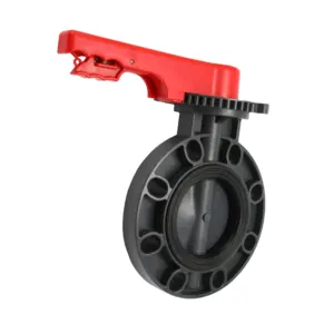 China Factory high quality pvc body red handle PVC Lever Handle Plastic Butterfly Valve