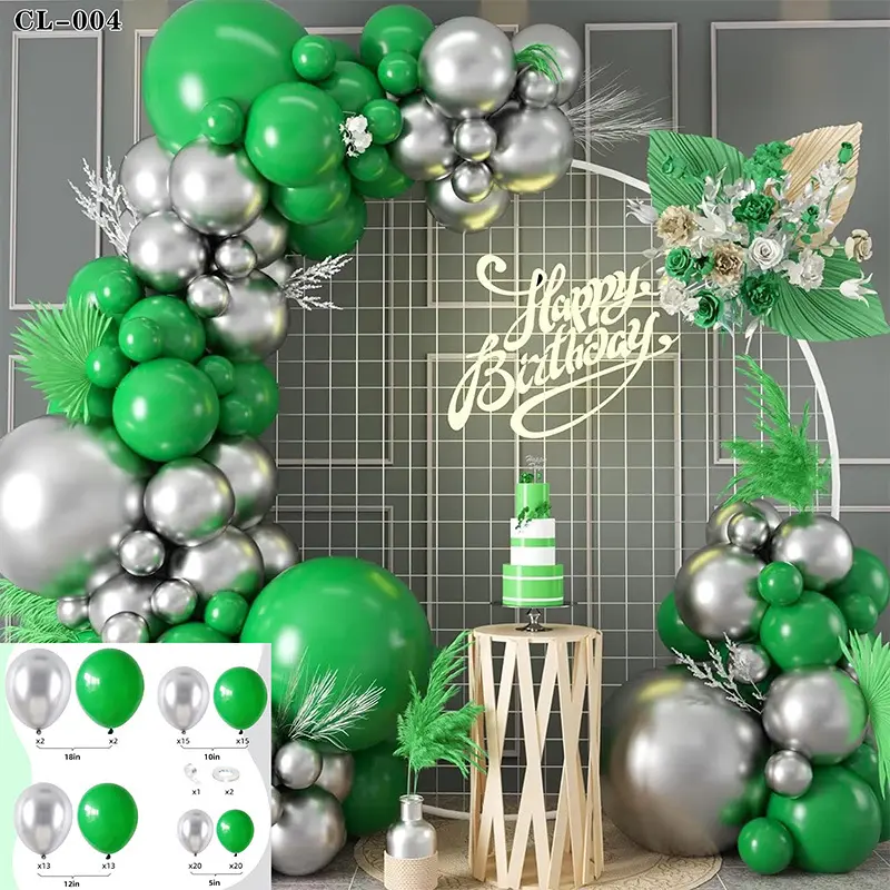 Forest Series Green Balloon Chain Set Children's Birthday Theme Party Decoration Jungle Arrangement Balloon