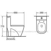 Vente en gros de cuvette de toilette en céramique monobloc de style rond moderne avec double chasse et piège en P pour hôtels montés au sol