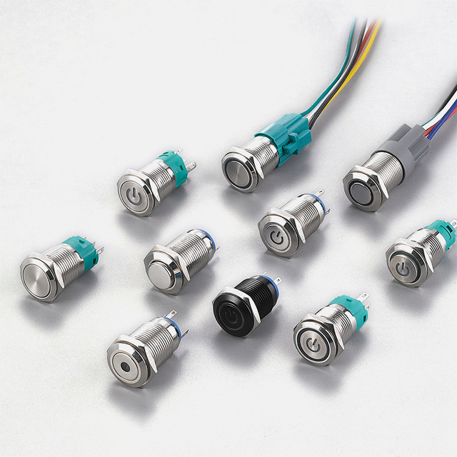 19MM Latching Momentary Illuminated Mini on OFF12MM 16mm 22Mm Metal Power Ring Led Stainless Waterproof Push Button Switch