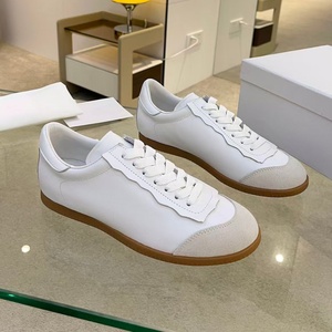 Retro White Suede Toe Leather Sneakers Gum Outsole Low Cut Lace Up Casual Daily Walking Shoes For Ladies - Product Image 3