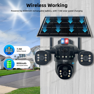 Cámara de Seguridad IP PTZ Hongnaer 6MP 3K con <span class=keywords><strong>3</strong></span> Pantallas, Inalámbrica, Alimentación Solar 4G, V380 Pro con <span class=keywords><strong>3</strong></span> Lentes para Exterior, CCTV Solar con Tarjeta SIM 4G - Product Image 3