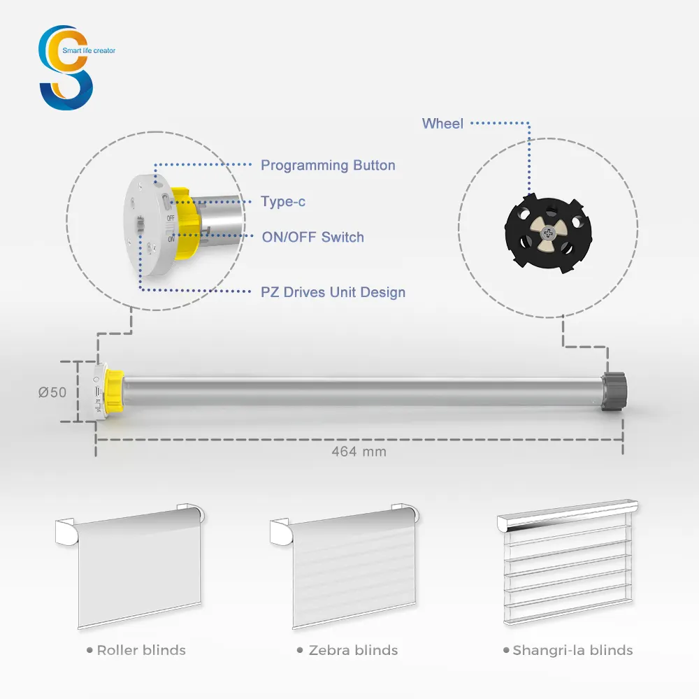 ממונע Cortinas צינורי מנועים חכם 2200mah ליתיום סוללה Dc Tuya 433mhz 38mm בד מודרני רולר עיוור רכיבים 1A