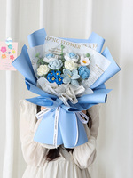 Bouquet de laine tricoté bricolage fait à la main Macaron fleur tissée à la main cadeau pour meilleur ami petite amie cadeau de la Saint-Valentin