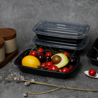 Vente en gros 750ml 150set Micro-ondes et réfrigération Boîte à bento en plastique jetable pour le déjeuner récipients d'emballage alimentaire à emporter
