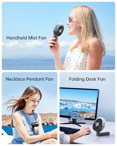 Portable Foldable <b>Handheld</b> Water Mist <b>Fan</b> 4000mAh Rechargeable Battery LED Display for Car & Outdoor Use Plastic Material - Product Image 2