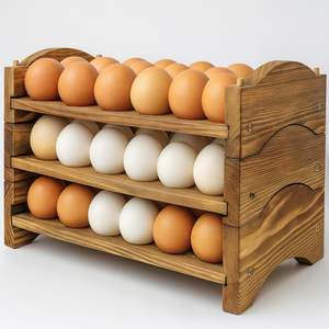 Exhibidor <span class=keywords><strong>de</strong></span> Huevos Rústico <span class=keywords><strong>de</strong></span> Madera <span class=keywords><strong>de</strong></span> Pino <span class=keywords><strong>de</strong></span> Tres Niveles - Soporte Apilable Ecológico Estilo Granja para 54 Huevos, Decoración <span class=keywords><strong>de</strong></span> Mesa - Product Image 1