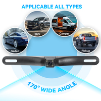 Caméra de recul universelle pour voiture avec 4 lumières LED, cadre de plaque d'immatriculation, vue à 170 degrés, étanche, 1080P HD