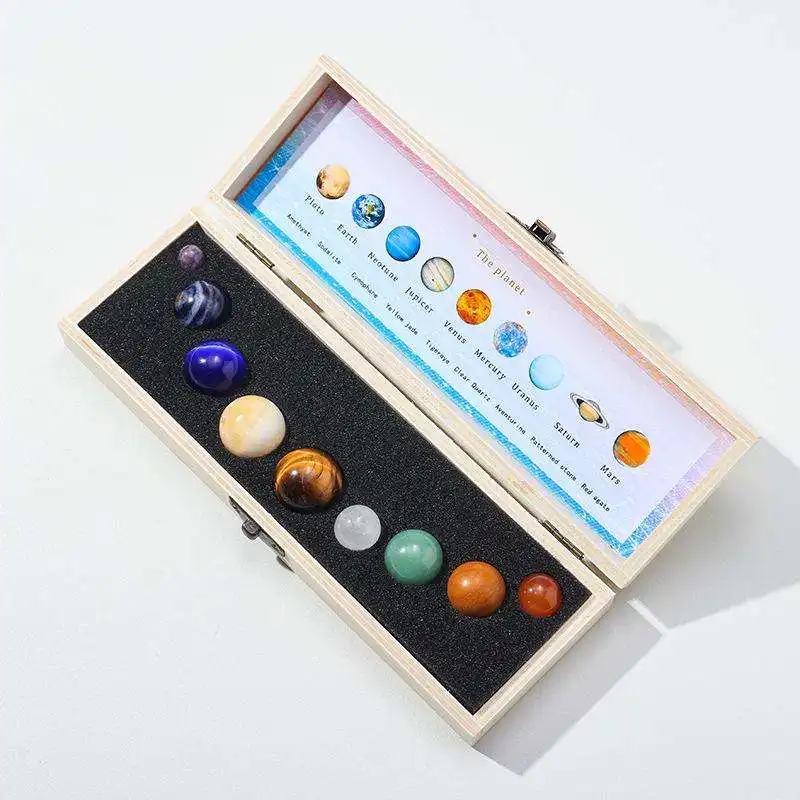 The nine planets of the solar system crystal spheres tabletop planets creative ornaments natural crystal gem and ore samples