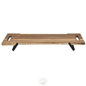 Tabla de presentación plegable Acacia para cocina con patas de metal negro, 55 cm, marrón, duradera, elegante, para <span class=keywords><strong>tapas</strong></span>, aperitivos, queso y charcutería - Product Image 1