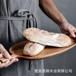 Acacia Wood Leaf Shaped <b>Tray</b> Solid Wood Household Serving Plate For Bread Fruit <b>Tea</b> Japanese Style - Product Image 5
