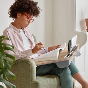 Oreiller de support <span class=keywords><strong>portable</strong></span> <span class=keywords><strong>Table</strong></span> pour ordinateur <span class=keywords><strong>portable</strong></span> pour bureau à domicile avec rebord d'appareil, tapis de souris et téléphone H - Product Image 5