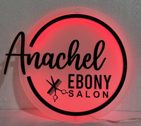 Panneau lumineux LED, enseigne murale personnalisée, lettres lumineuses, plaque de nom circulaire, enseigne commerciale en acrylique de haute qualité